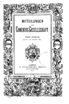 Mitteilungen der Comenius-Gesellschaft, Januar - Februar 1893, I Jahrgang, Nr. 1-2