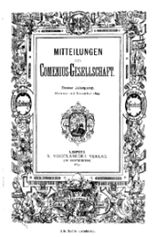 Mitteilungen der Comenius-Gesellschaft, Oktober - November 1893, I Jahrgang, Nr. 8-9