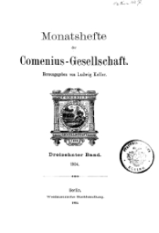 Monatshefte der Comenius-Gesellschaft, 1904, 13. Band, Inhalt