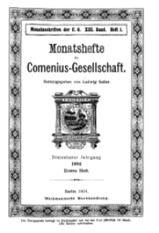 Monatshefte der Comenius-Gesellschaft, 15 Januar 1904, 13. Band, Heft 1