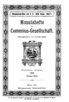 Monatshefte der Comenius-Gesellschaft, 15 September 1904, 13. Band, Heft 4