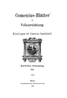 Comenius-Blätter für Volkserziehung, 1904, XII Jahrgang, Inhalt