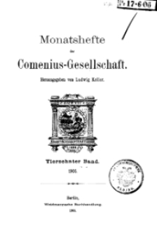 Monatshefte der Comenius-Gesellschaft, 1905, 14. Band, Inhalt