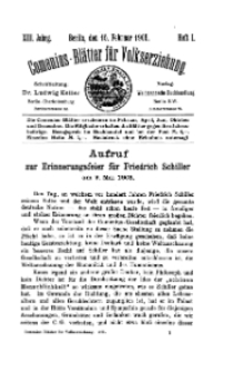 Comenius-Blätter für Volkserziehung, 15 Februar 1905, XIII Jahrgang, Heft 1