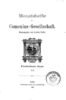 Monatshefte der Comenius-Gesellschaft, 1906, 15. Band, Inhalt
