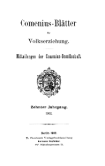 Comenius-Blätter für Volkserziehung, 1902, X Jahrgang, Inhalt