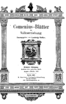 Comenius-Blätter für Volkserziehung, August - Oktober 1902, X Jahrgang, Heft 8-10