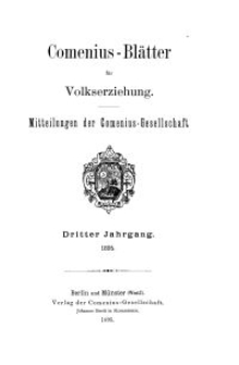 Comenius-Blätter für Volkserziehung, 1895, III Jahrgang, Inhalt