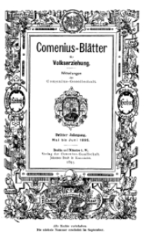 Comenius-Blätter für Volkserziehung, Mai - Juni 1895, III Jahrgang, Nr. 5-6