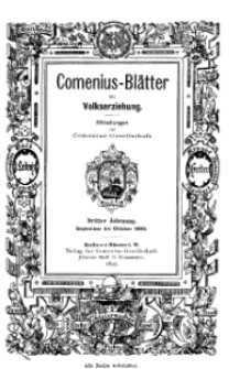 Comenius-Blätter für Volkserziehung, September - Oktober 1895, III Jahrgang, Nr. 7-8