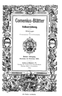 Comenius-Blätter für Volkserziehung, November - Dezember 1895, III Jahrgang, Nr. 9-10