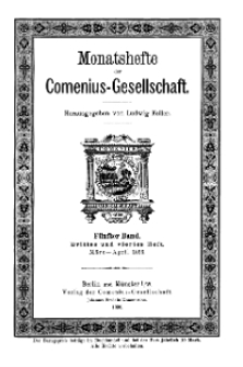Monatshefte der Comenius-Gesellschaft, März - April 1896, 5. Band, Heft 3-4