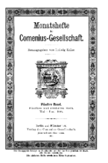 Monatshefte der Comenius-Gesellschaft, Mai - Juni 1896, 5. Band, Heft 5-6