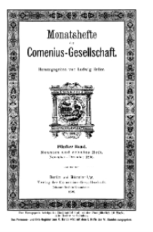 Monatshefte der Comenius-Gesellschaft, November - Dezember 1896, 5. Band, Heft 9-10
