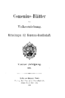 Comenius-Blätter für Volkserziehung, 1896, IV Jahrgang, Inhalt