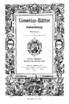 Comenius-Blätter für Volkserziehung, November - Dezember 1896, IV Jahrgang, Nr. 9-10