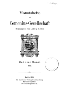 Monatshefte der Comenius-Gesellschaft, 1901, 10. Band, Inhalt