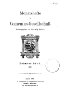 Monatshefte der Comenius-Gesellschaft, 1901, 10. Band, Inhalt
