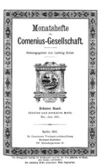 Monatshefte der Comenius-Gesellschaft, Mai - Juni 1901, 10. Band, Heft 5-6