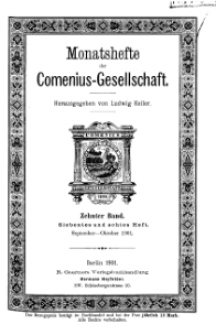 Monatshefte der Comenius-Gesellschaft, September - Oktober 1901, 10. Band, Heft 7-8