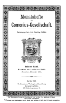 Monatshefte der Comenius-Gesellschaft, November - Dezember 1901, 10. Band, Heft 9-10