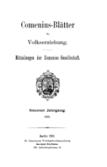Comenius-Blätter für Volkserziehung, 1901, IX Jahrgang, Inhalt