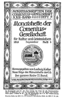 Monatshefte der Comenius-Gesellschaft für Kultur und Geistesleben, September 1913, 22. Band, Heft 4