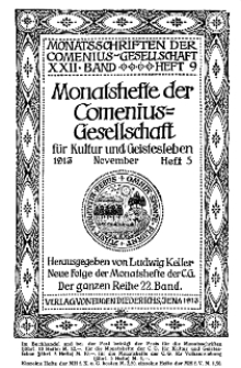 Monatshefte der Comenius-Gesellschaft für Kultur und Geistesleben, November 1913, 22. Band, Heft 5
