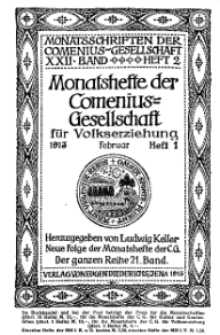 Monatshefte der Comenius-Gesellschaft für Volkserziehung, Februar 1913, 21. Band, Heft 1