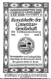 Monatshefte der Comenius-Gesellschaft für Volkserziehung, Juni 1913, 21. Band, Heft 3