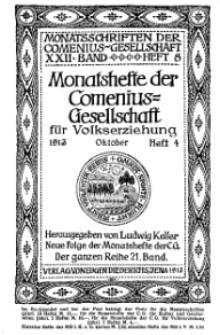 Monatshefte der Comenius-Gesellschaft für Volkserziehung, Oktober 1913, 21. Band, Heft 4