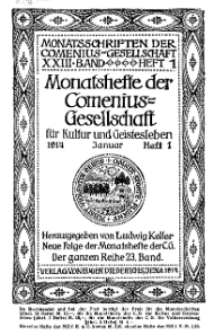 Monatshefte der Comenius-Gesellschaft für Kultur und Geistesleben, Januar 1914, 23. Band, Heft 1