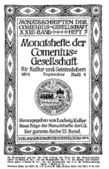 Monatshefte der Comenius-Gesellschaft für Kultur und Geistesleben, September 1914, 23. Band, Heft 4