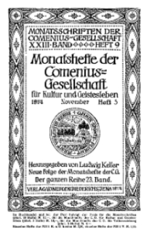 Monatshefte der Comenius-Gesellschaft für Kultur und Geistesleben, November 1914, 23. Band, Heft 5