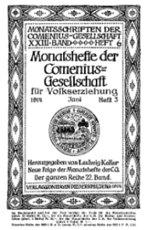 Monatshefte der Comenius-Gesellschaft für Volkserziehung, Juni 1914, 22. Band, Heft 3