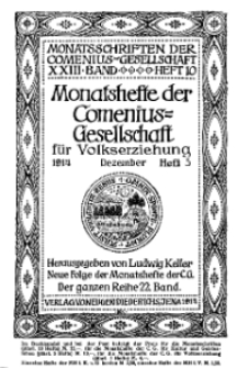 Monatshefte der Comenius-Gesellschaft für Volkserziehung, Dezember 1914, 22. Band, Heft 5