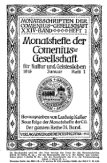Monatshefte der Comenius-Gesellschaft für Kultur und Geistesleben, Januar 1915, 24. Band, Heft 1