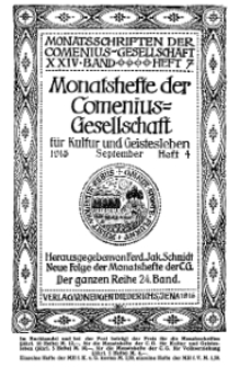 Monatshefte der Comenius-Gesellschaft für Kultur und Geistesleben, September 1915, 24. Band, Heft 4