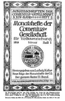 Monatshefte der Comenius-Gesellschaft für Volkserziehung, Februar 1915, 23. Band, Heft 1