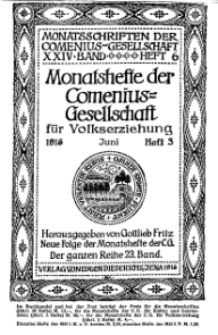 Monatshefte der Comenius-Gesellschaft für Volkserziehung, Juni 1915, 23. Band, Heft 3