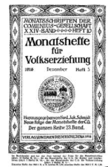 Monatshefte der Comenius-Gesellschaft für Volkserziehung, Dezember 1915, 23. Band, Heft 5