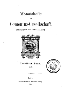 Monatshefte der Comenius-Gesellschaft, 1903, 12. Band, Inhalt