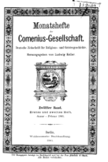 Monatshefte der Comenius-Gesellschaft, Januar - Februar 1903, 12. Band, Heft 1-2