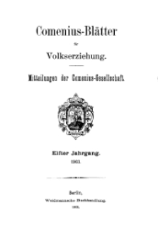 Comenius-Blätter für Volkserziehung, 1903, XI Jahrgang, Inhalt