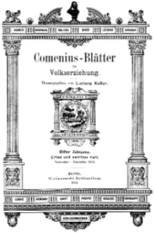 Comenius-Blätter für Volkserziehung, November - Dezember 1903, XI Jahrgang, Nr. 11-12