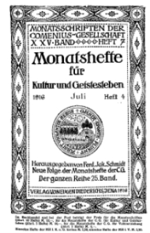 Monatshefte der Comenius-Gesellschaft für Kultur und Geistesleben, Juli 1916, 25. Band, Heft 4