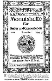 Monatshefte der Comenius-Gesellschaft für Kultur und Geistesleben, November 1916, 25. Band, Heft 5