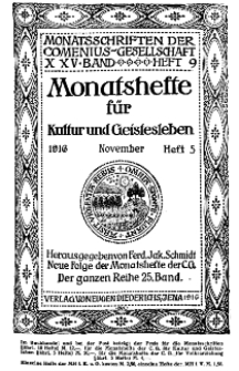 Monatshefte der Comenius-Gesellschaft f&uuml;r Kultur und Geistesleben, November 1916, 25. Band, Heft 5