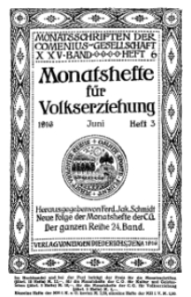 Monatshefte der Comenius-Gesellschaft für Volkserziehung, Juni 1916, 24. Band, Heft 3