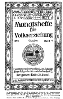 Monatshefte der Comenius-Gesellschaft für Volkserziehung, Oktober 1916, 24. Band, Heft 4